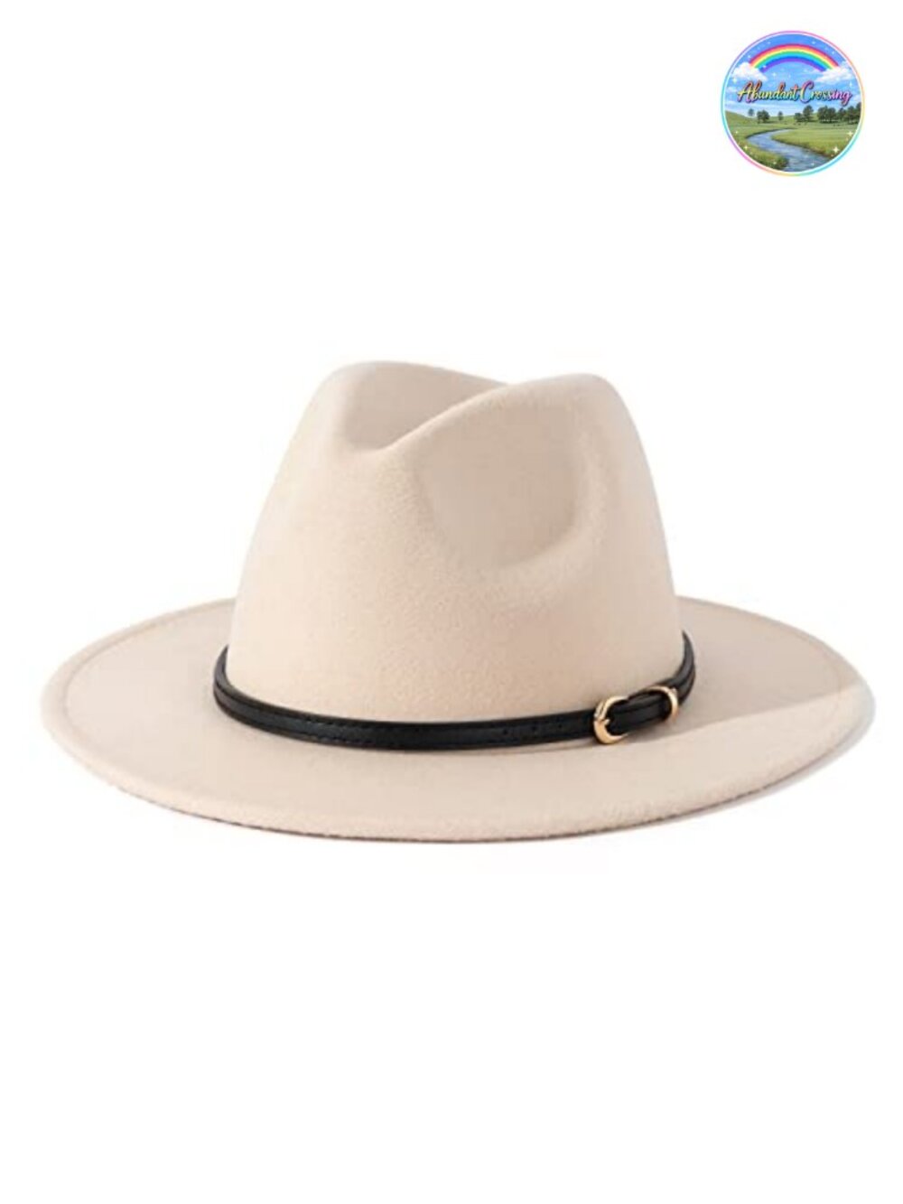 Women Classic Felt Fedora Wide Brim Hat with Belt Buckle